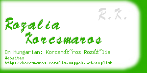 rozalia korcsmaros business card